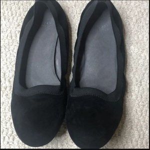 Stuart Weitzman Giveable Ballet Flats Black Suede Elastic 8.5N